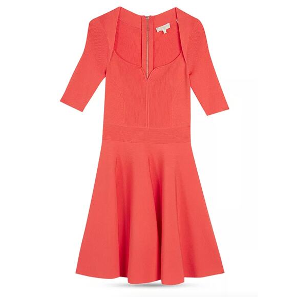 Ted Baker Millly Sweetheart Neckline Dress SOLD OUT ONLINE $249 Size 4 Coral - Picture 2 of 12